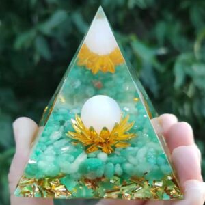 Green Flourite Lotus Crystal Ball Orgone Chakra Pyramid