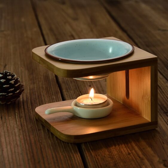 Aromatherapy Bamboo Porcelain Candle Incense Burner Holder