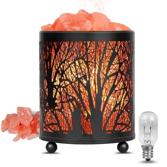 Soothing Forest Iron Night Pink Crystal Salt Lamp