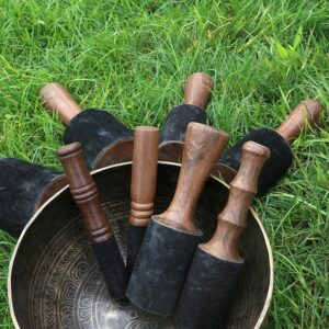 Wooden Leather Hammer Percussion Singing Bowl Mallet