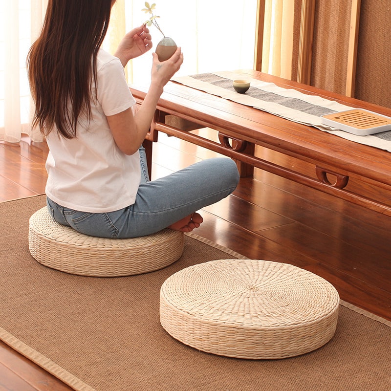 Straw Futon Meditation Floor Cushion - Chakra Galaxy