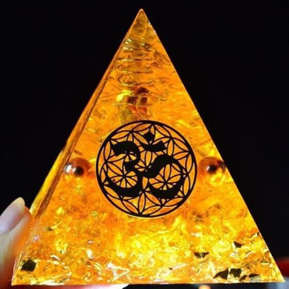 Flower Of Life Om Symbol Citrine Orgone Chakra Pyramid