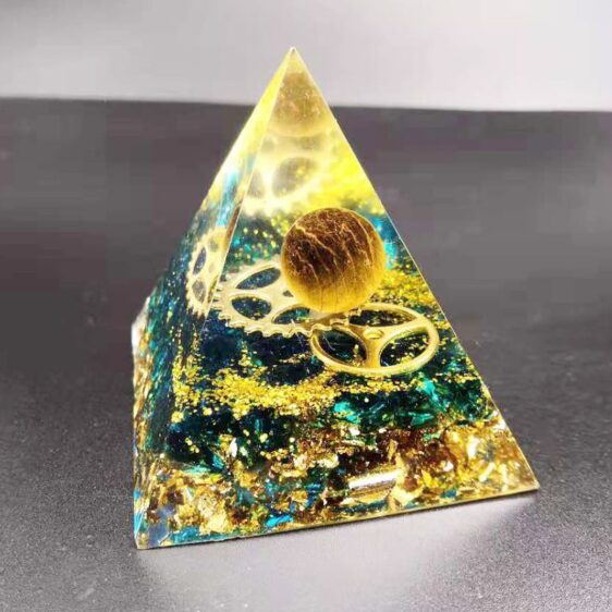 Yellow Sphere Stone Energy Orgone Chakra Pyramid