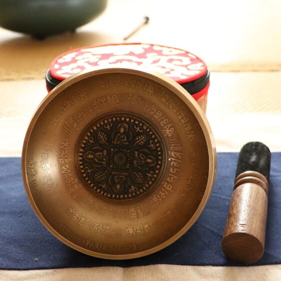 Four Buddha Tibetan Mantra Pattern Singing Bowl