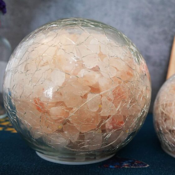 Ice Crack Pattern Glass Himalayan Salt Lamp