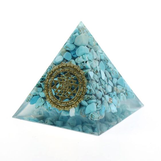 Sri Yantra Turquoise Energy Orgone Chakra Pyramid