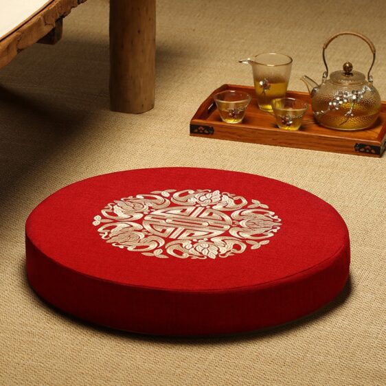 Chinese Wealth Flower Symbol Yoga Meditation Floor Pillow