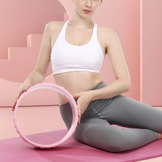 Pink Bee Pattern Back Massage Yoga Wheel for Beginners
