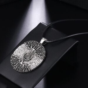 Double Inverted Silver Celtic Tree of Life Amulet Pendant