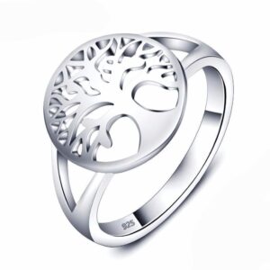 Silver Platinum Rebirth Tree of Life Symbol Ring