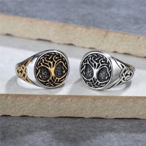 Vintage Gold And Silver Viking Celtic Tree of Life Ring