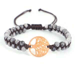 Hand-woven Twin Natural Stone Beads Braided Tree of Life Bracelet