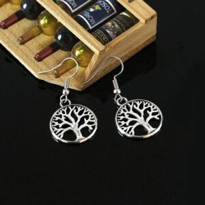Minimalist Silver Bible Tree of Life Drop Earrings
