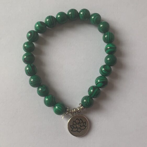 Natural Green Malachite Beads Spiritual Awakening Lotus Flower Bracelet
