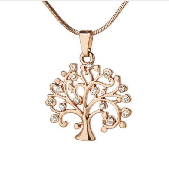 Gold Rose Gold & Silver Tree of Life Pendant Women's Necklace
