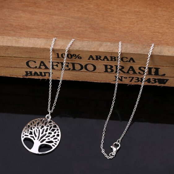Silver Bible Tree of Life Necklace And Earrings Set