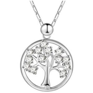 Silver Rose Gold Sacred Tree of Life Charm Necklace