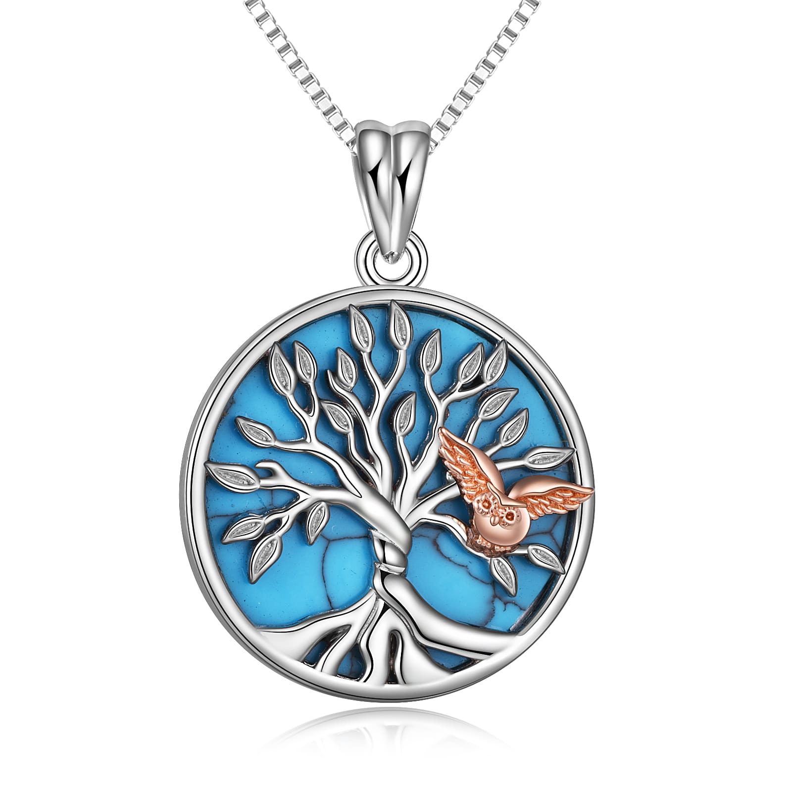 Sterling Silver Owl Tree of Life Pendant Necklace