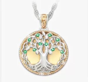 Elegant Rhinestones Silver Gold Tree of Life Pendant