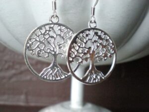 Gold Silver Sacred Tree of Life Women's Drop Earrings