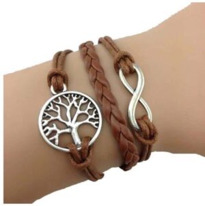 Unique Infinity Symbol Leather Braided Tree of Life Bracelet