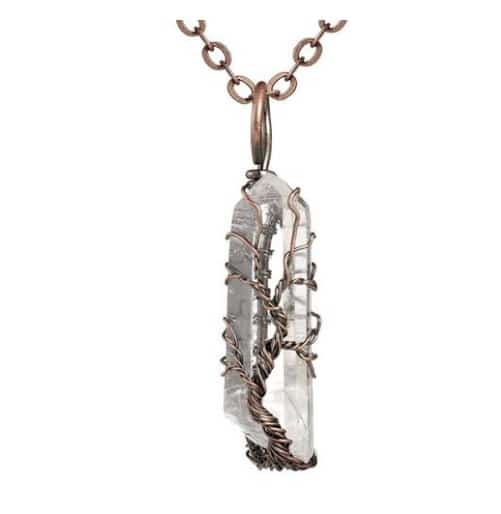 White Crystal Pendulum Wire Wrap Sacred Tree of Life Pendant