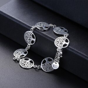 Elegant Silver Plated Women's Tree of Life Symbol Bracelet