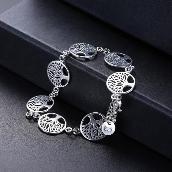 Elegant Silver Plated Women's Tree of Life Symbol Bracelet