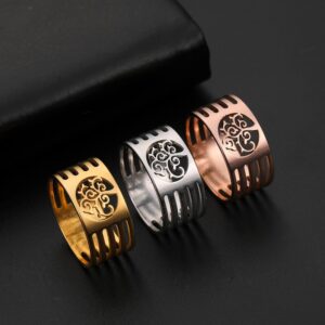 Unique Gold Silver & Rose Gold Bible Tree Of Life Men's Ring