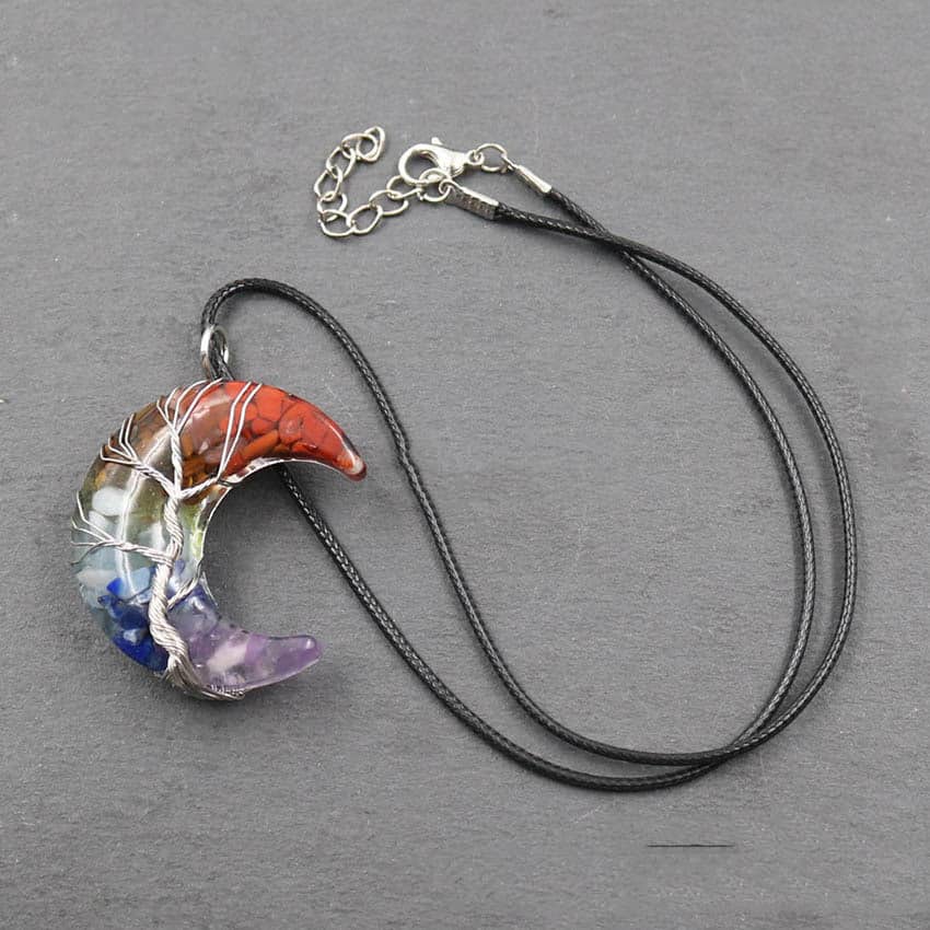 Tree of Life Pendant Silver Necklace Natural Gemstone 7 Chakra Healing  Crystal | eBay