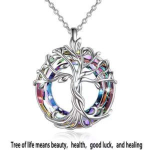 Fashionable Rose Gold Silver Sacred Tree of Life Pendant Necklace