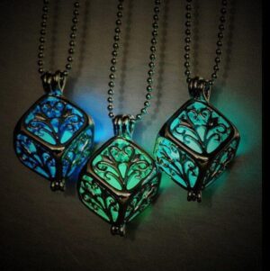 Square Hollow Cube Glow In The Dark Tree of Life Necklace