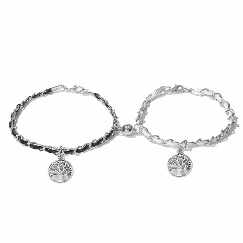 Fashionable Black & White Magnetic Couple Tree of Life Bracelet ...