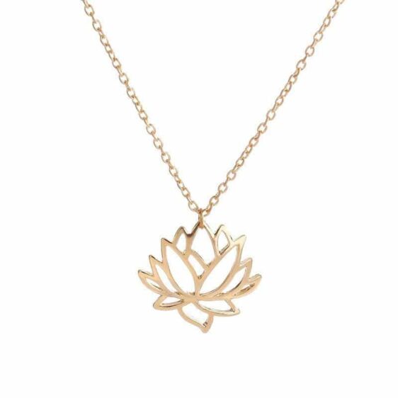 Gold Silver Lotus Flower Purity Symbol Pendant Necklace