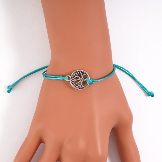 Simple Colored Rope Knot Tree of Life Symbol Bracelet