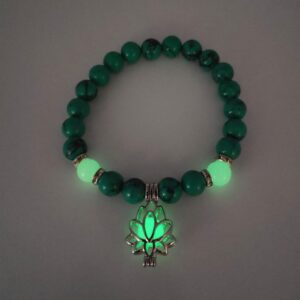 Green Turquoise Glow In The Dark Spiritual Awakening Lotus Flower Bracelet