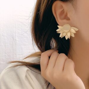 Gold & Silver Lotus Leaf Flower Purity Symbol Earrings
