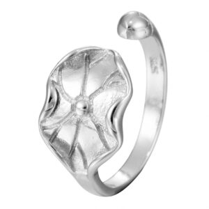 Silver Lotus Leaf Flower Buddhism Symbol Ring