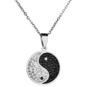 Cool Titanium Steel Metal Chain Yin Yang Necklace for Men