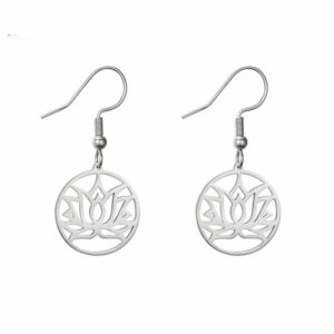 Gold & Silver Lotus Flower Buddhism Symbol Earrings