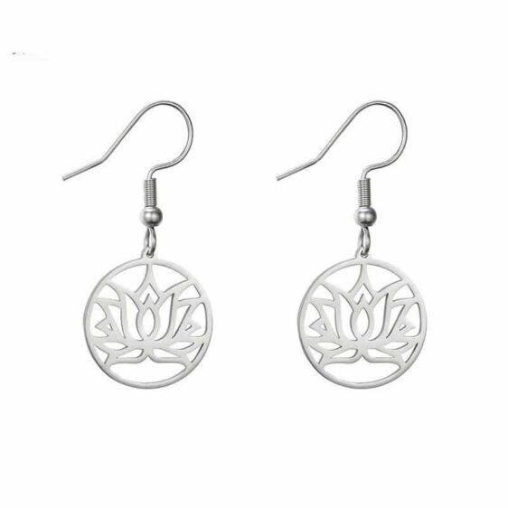 Gold & Silver Lotus Flower Buddhism Symbol Earrings