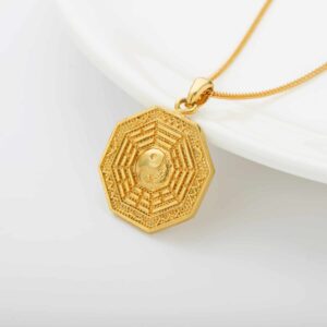 Golden Bagua Yin Yang Tai Chi Necklace Pendant