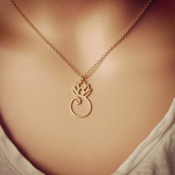 Gold Silver Rose Gold Stainless Steel Yoga Lotus Necklace