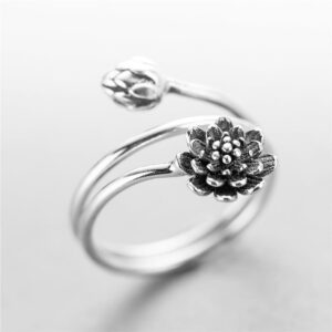 Sterling Silver Double Wrap Around Lotus Ring