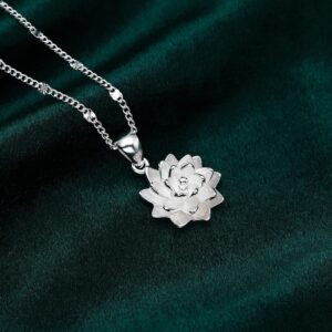 Silver Lotus Flower Purity Symbol Necklace