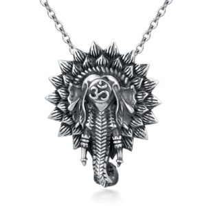 Lotus Flower Elephant OM Spiritual Symbol Pendant Necklace