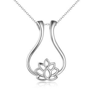 Fashionable Sterling Silver Lotus Flower Pendant Necklace
