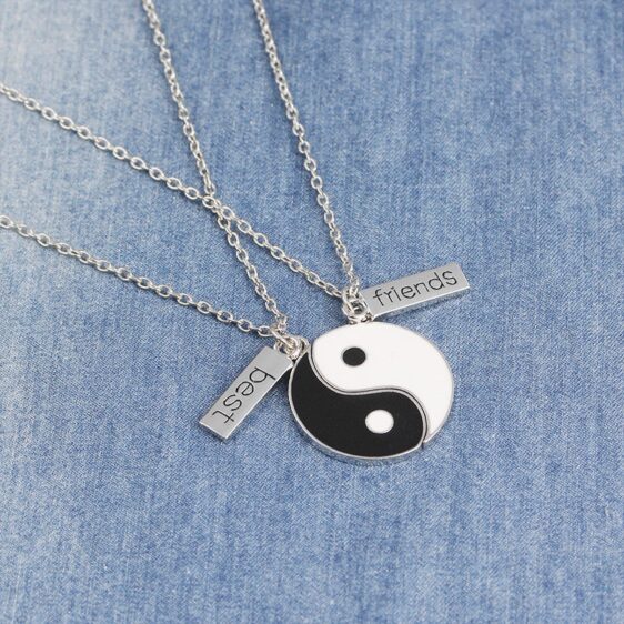 Best Friends Friendship Symbol Tag Yin Yang Tai Chi Necklace