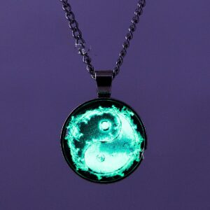 Unique Butterfly Elements Illuminated Yin Yang Symbol Necklace