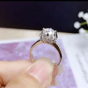 Lotus Flower With Moissanite Diamond Engagement Ring
